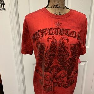 Affliction Red & Black Velvet Shirt
